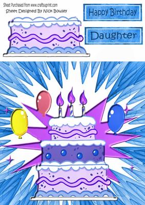 Blue Birthday Cake with Balloons & Candles 8x8