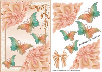 Pretty Chrysanthemums in Peach with Butterflies