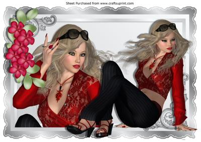 Pretty Girl Posing with Red Flowers A4