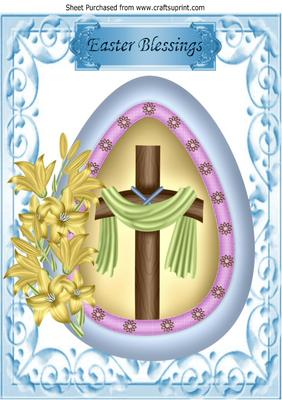 A Pretty Egg Holding a Cross with Shawl and Daffodils A4