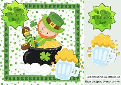 Little Leprechaun Sitting on a Pot of Gold 8x8