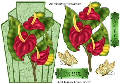 Pretty Exotic Anthuriam Flower on Art Deco Topper