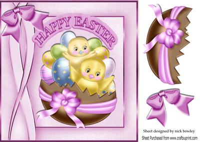 Little Yellow Chicks in a Basket of Easter Eggs 8x8