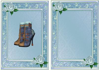 Blue Lace Vintage Boot with Painted Blue Roses A5 Insert