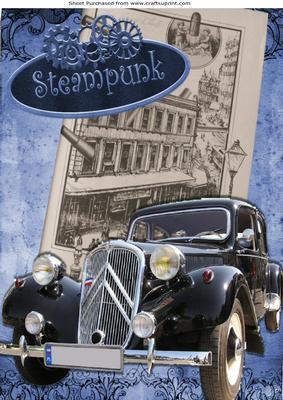 Vintage Black Car with Steampunk A4
