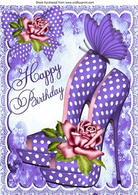 Pretty Purple Polka Dot Shoes with Roses for Birthday A4