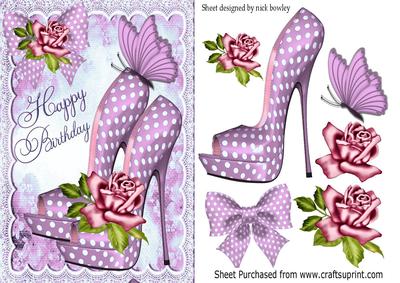 Pink Polka Dot Shoes and Roses for Birthday