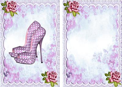 Pink Polka Dot Shoes and Roses A5 Insert