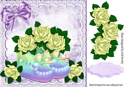 Pretty Lilac Shade Bootees with Lemon Roses 8x8