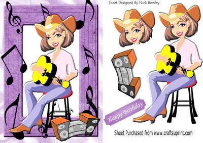 Cowgirl Singing with Her Guitar!