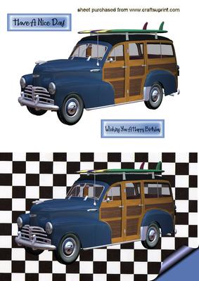 Blue Classic Car on Black/white Backround