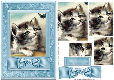 Kitten Looking Up at Butterfly, Pyramids