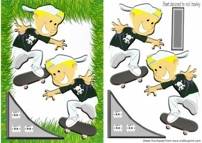 Skateboarding Dudes in Silver with Grass
