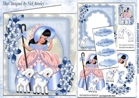 Little Bo Peep with Her Little Lambs and Flowers 8x8 Kit