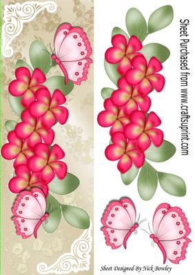 Cascading Cerise Flowers with Rainbow Butterflies Tall Dl