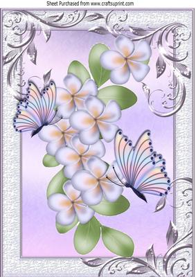 Pretty Cascading Lilac Flowers with Butterflies A4