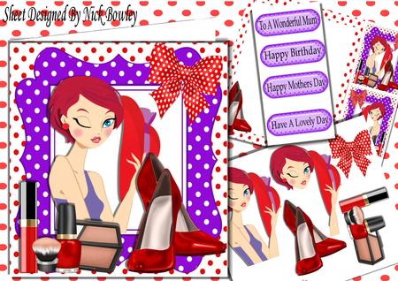 Red Hat Lady with Her Red Lippy & Red Shoes 8x8 Mini Kit