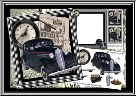1936 Black Sedan Vintage Car with Steampunk 8x8 Mini Kit