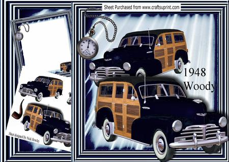 1948 Black Vintage Woody Car, 8x8 Mini Kit