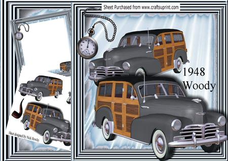 1948 Silver Vintage Woody Car, 8x8 Mini Kit