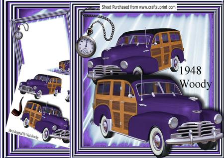 1948 Purple Vintage Woody Car, 8x8 Mini Kit