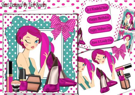 Trendy Lady in Pink with Pink Shoes and Makeup 8x8 Kit