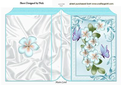 Pretty Blue Flowers with Butterflies Folded Book