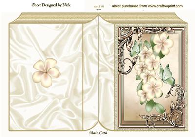 Pretty Cream Flowers with Butterflies Folded Book