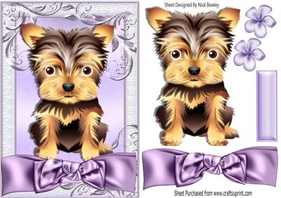 Cute Yorkshire Terrier Puppy with Lilac Bow