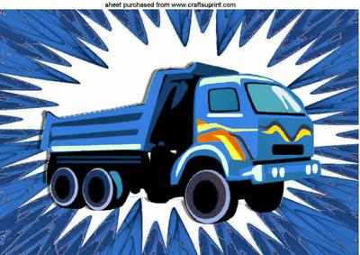 Blue Dumper Truck with Funky Background A4