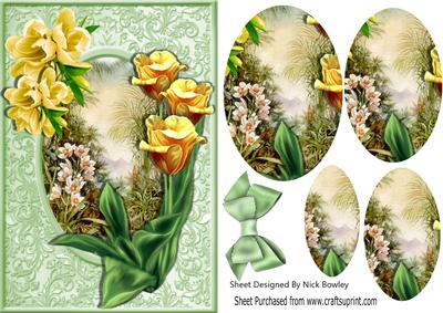 Yellow Daffodils, with Pretty Garden Oval Pyramids