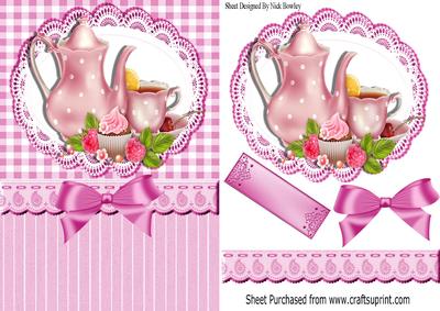 Pretty Pink Porcelaine China with Roses on Lace