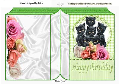Cute Kittens Amongst the Roses on Lace Folded Book