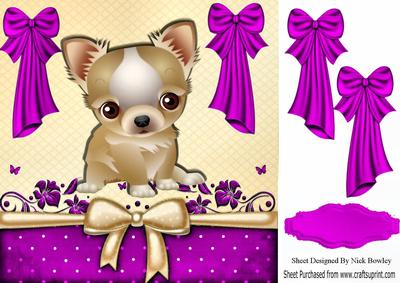 Cute Little Chichuaha with Big Pink Bows 8x8