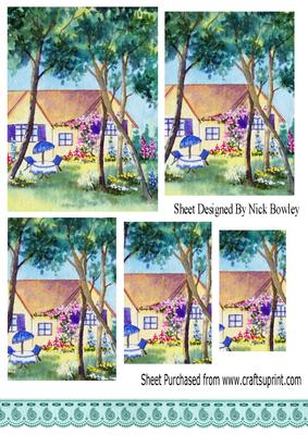 Teatime in the Garden with Cottages Pyramids
