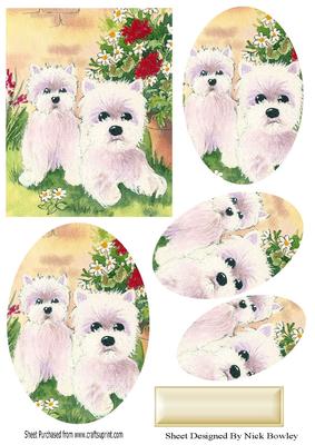 Westies in a Flower Garden Oval Pyramids