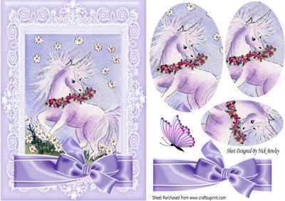 Sweet Little Unicorn with Flowers Oval Pyramids