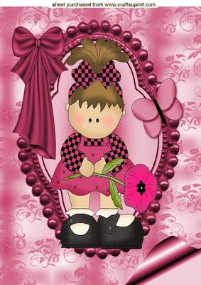 Cute Little Girl with Flower A4 Topper