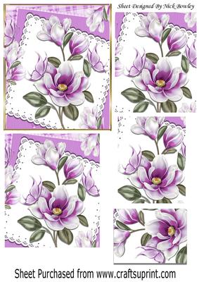 Pretty Purple Magnolias on Lace Pyramids