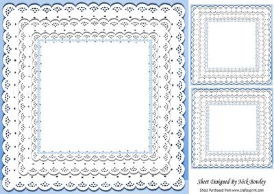 Pretty Blue with Frill Lace Edging Card & Toppers