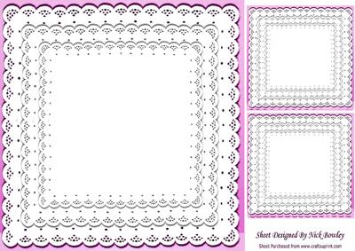 Pretty Pink with Frill Lace Edging Card Front & Toppers