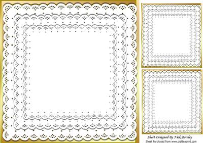 Pretty Gold with Frill Lace Edging Card Front & Toppers