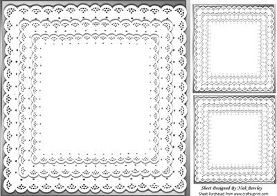 Pretty Silver with Frill Lace Edging Card Front & Toppers