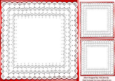 Pretty Red with Frill Lace Edging Card Front & Toppers, C