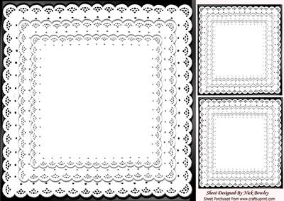 Pretty Black with Frill Lace Edging Card Front & Toppers, C