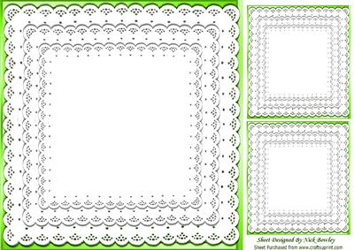 Pretty Lime Green Frill Lace Edging Card Front & Toppers, C