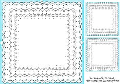 Pretty Turq with Frill Lace Edging Card Front & Toppers