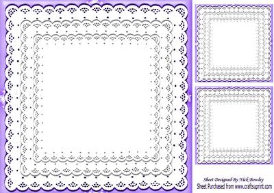 Pretty Purple with Frill Lace Edging Card Front & Toppers