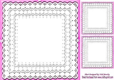 Pretty Cerise with Frill Lace Edging Card Front & Toppers