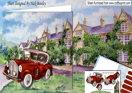Lovely Mansion with Drive and Vintage Red Car Kit